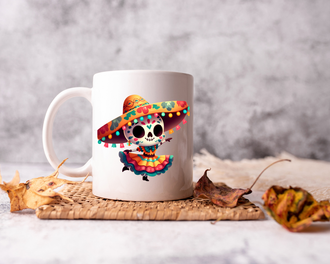 15 oz mug Sublimation Transfer dia de los muertos / Transfer de sublimacion