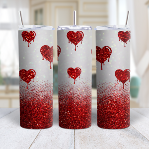 Red drip hearts 20 oz tumbler