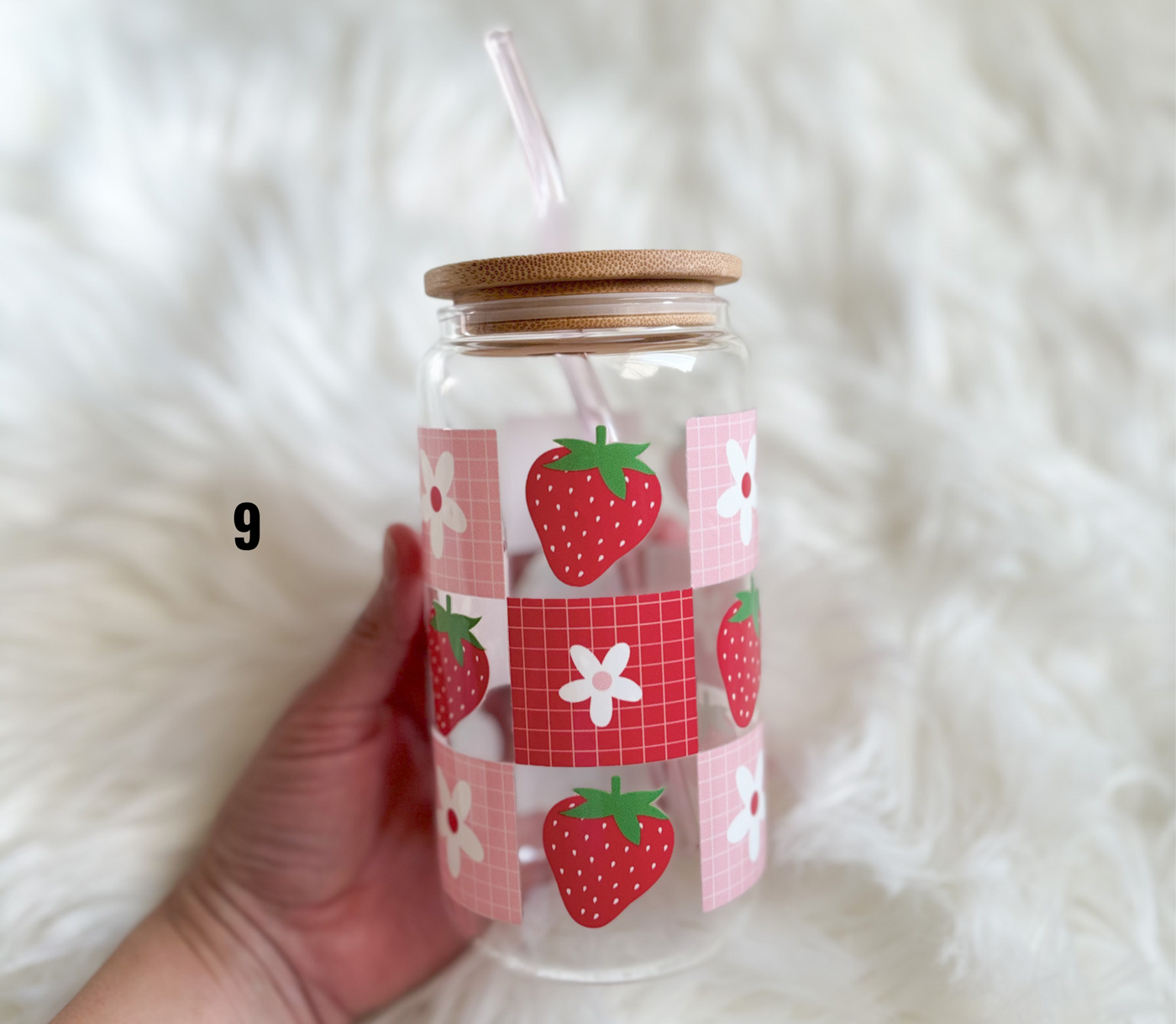 Strawberry can glass/ choose your design