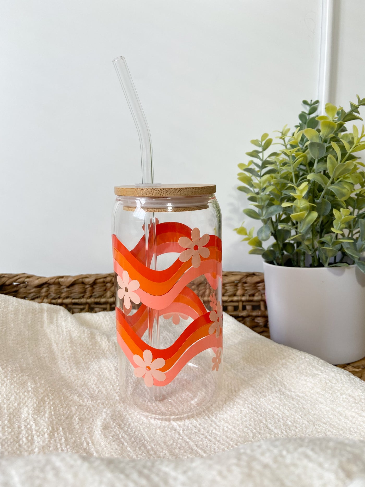 Retro Rainbow beer can glass