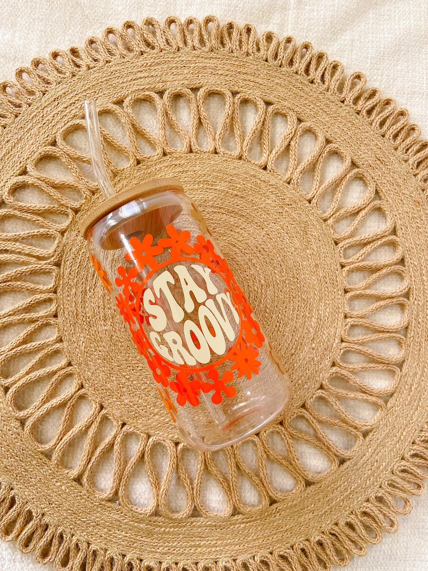 Stay Groovy beer can glass