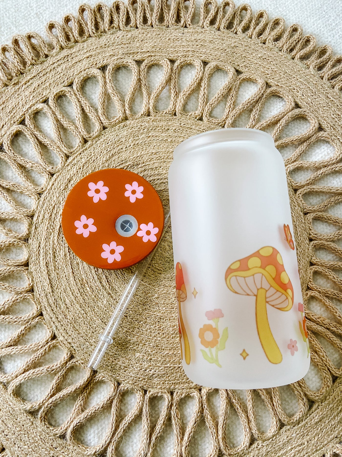 Retro Mushroom beer can glass