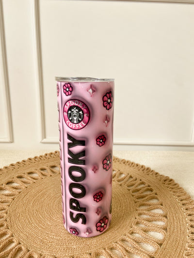 Halloween Ghost face  3D tumbler with lid and straw,  Spooky Scream face tumbler.