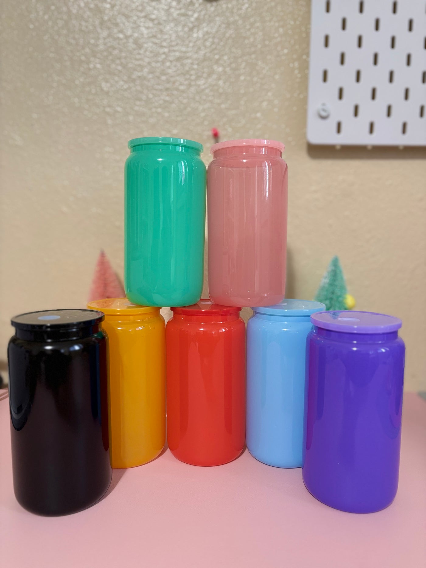 16 oz jelly cups set of 5 / one of each color