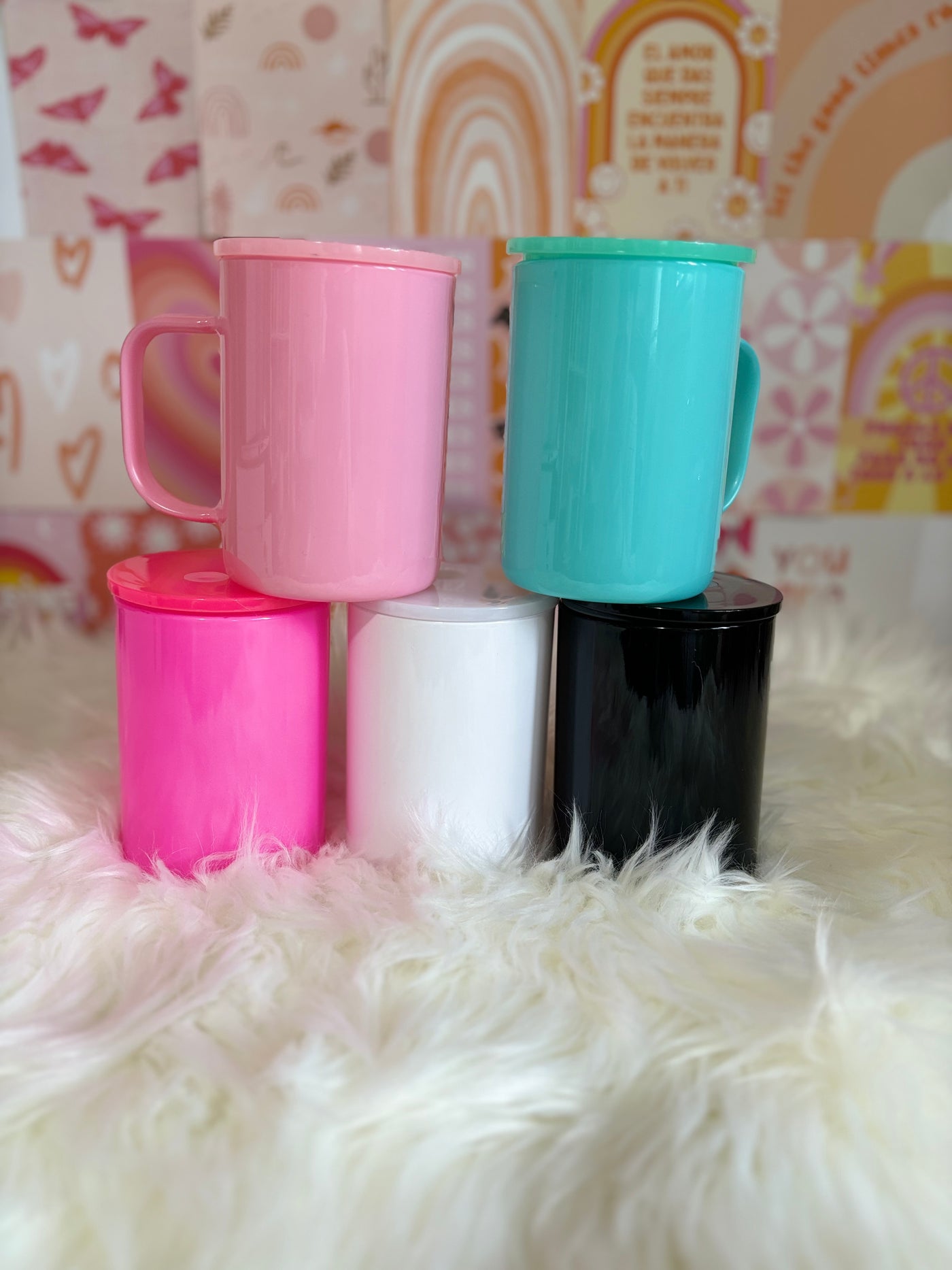 17 oz jelly mugs/ uvdtf or sublimation / set of 5 / one of each color.