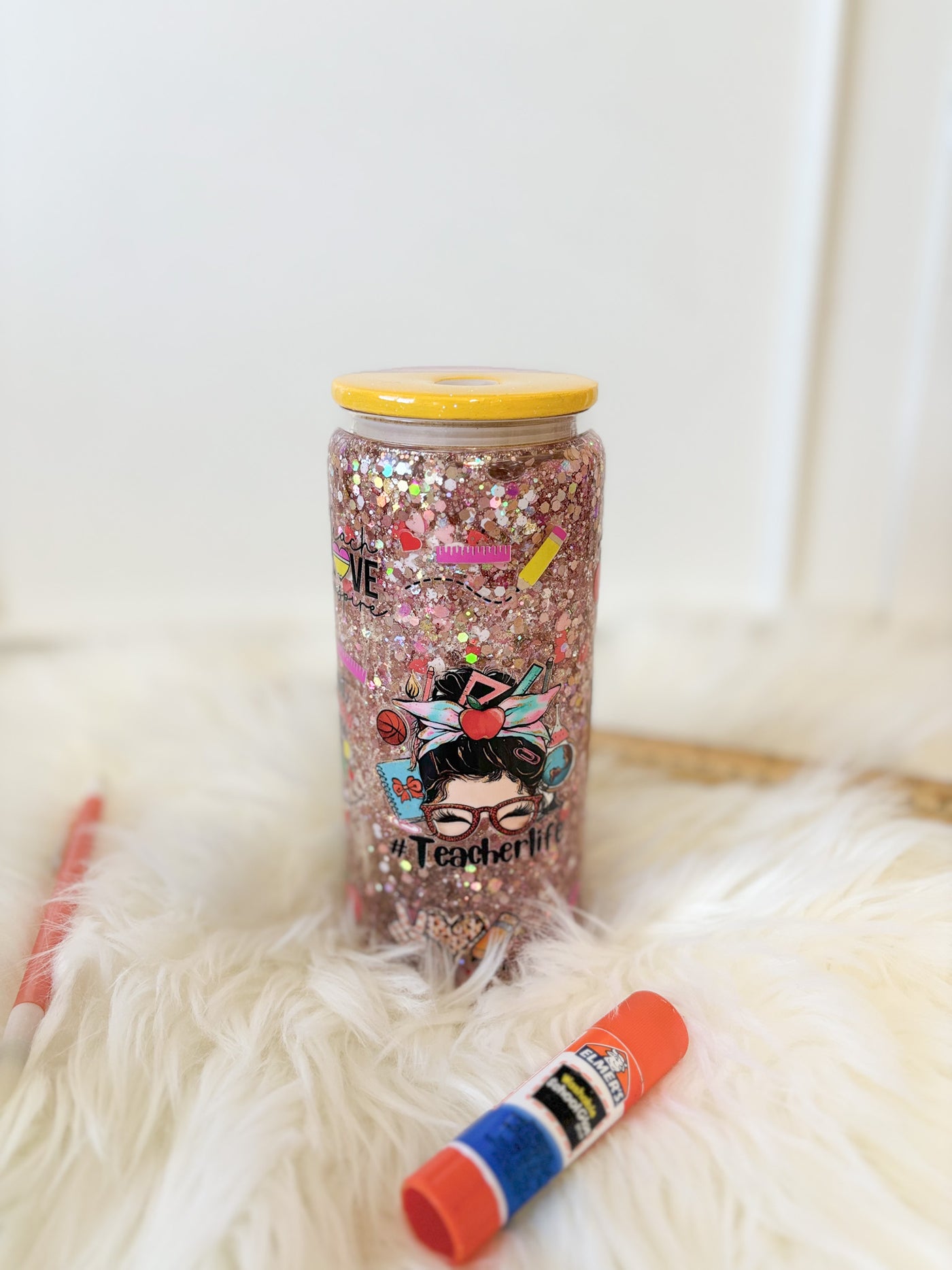 Teacher appreciation week Glass snow globe tumbler