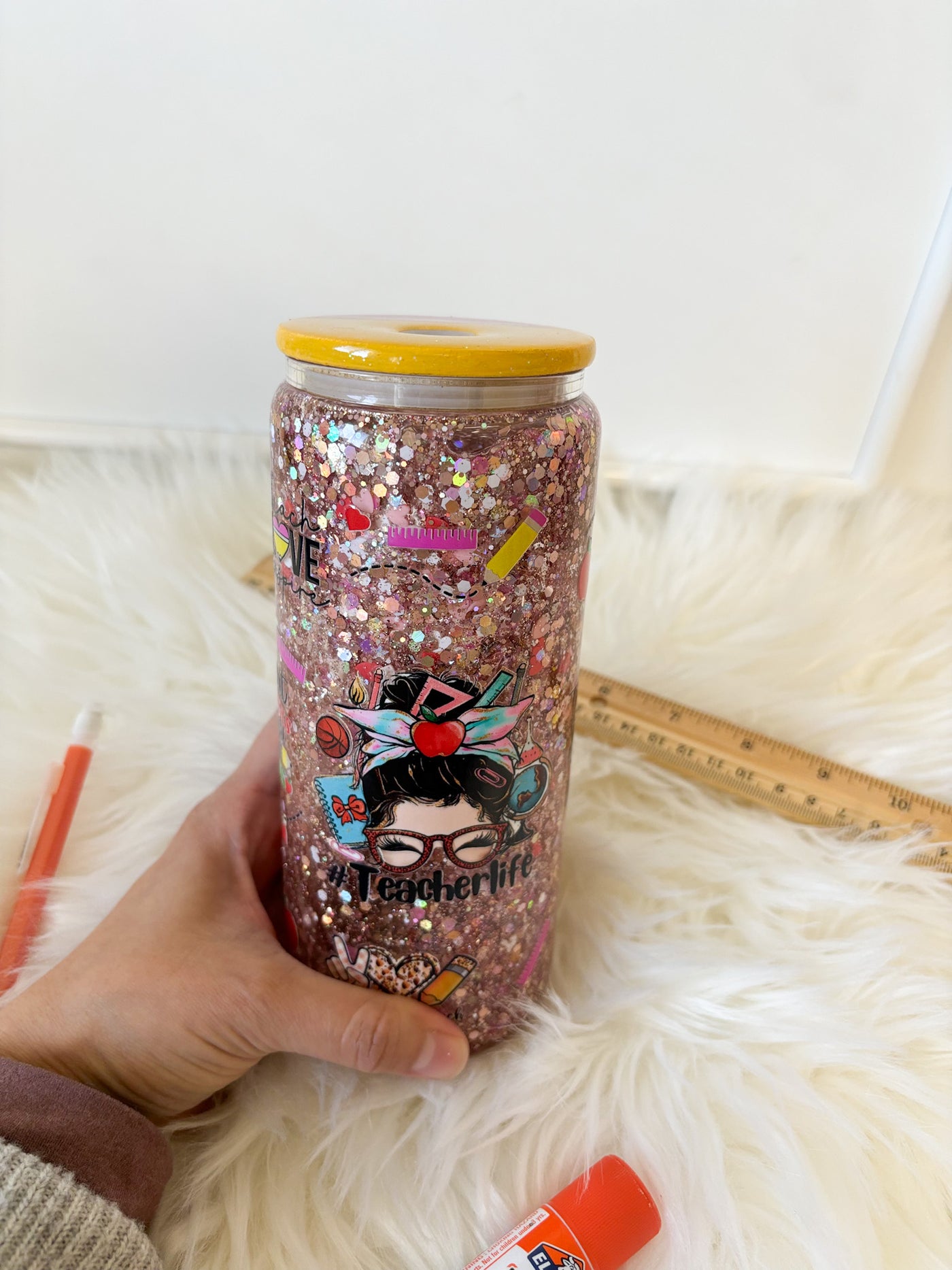 Teacher appreciation week Glass snow globe tumbler