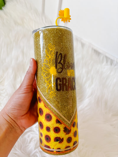 Sunflower 20oz Insulated skinny Tumbler, Epoxy free