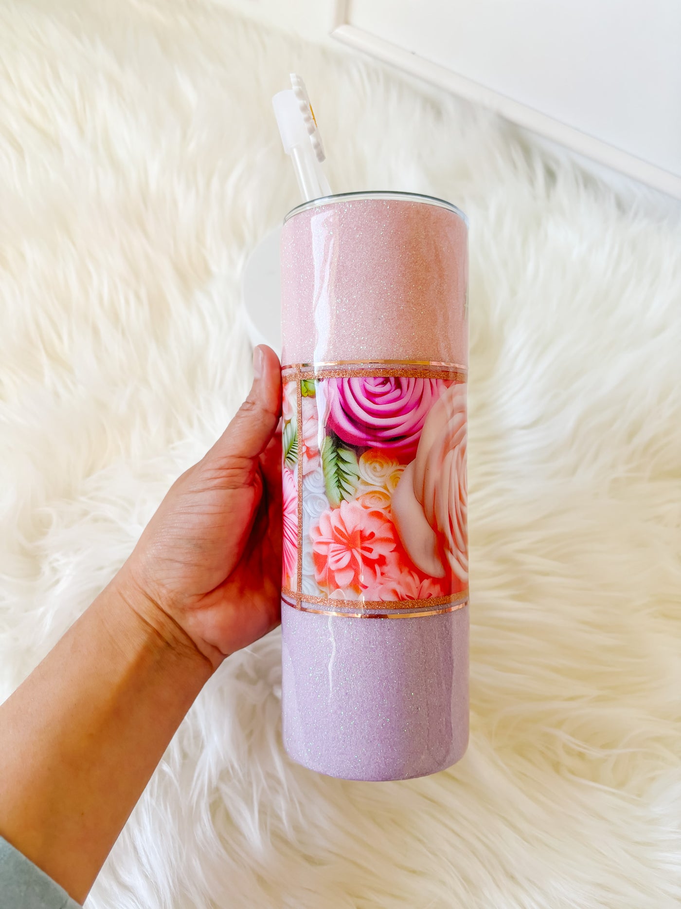 Mom life 20 oz glitter tumbler