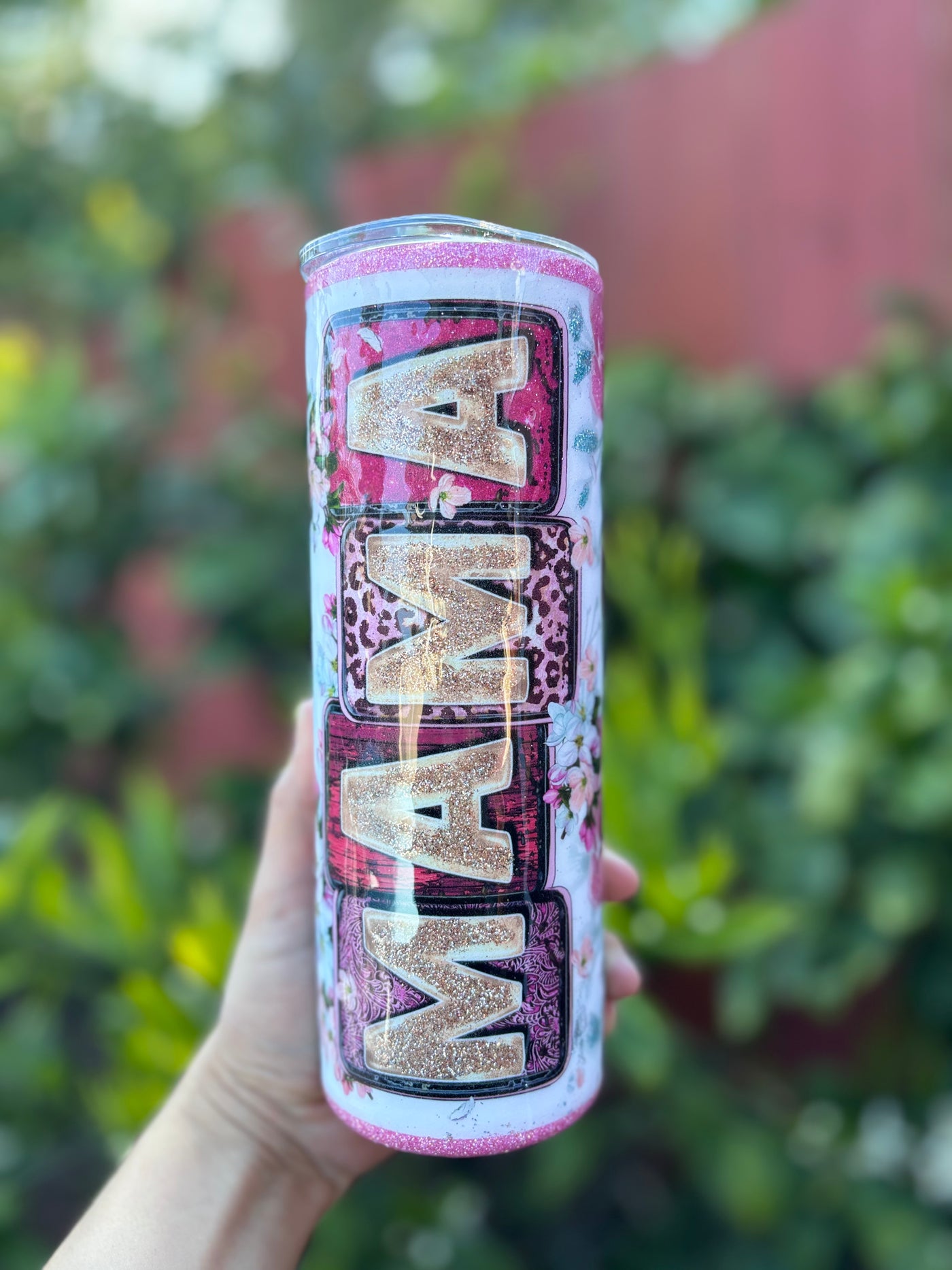 Mama floral 20 oz skinny tumbler.