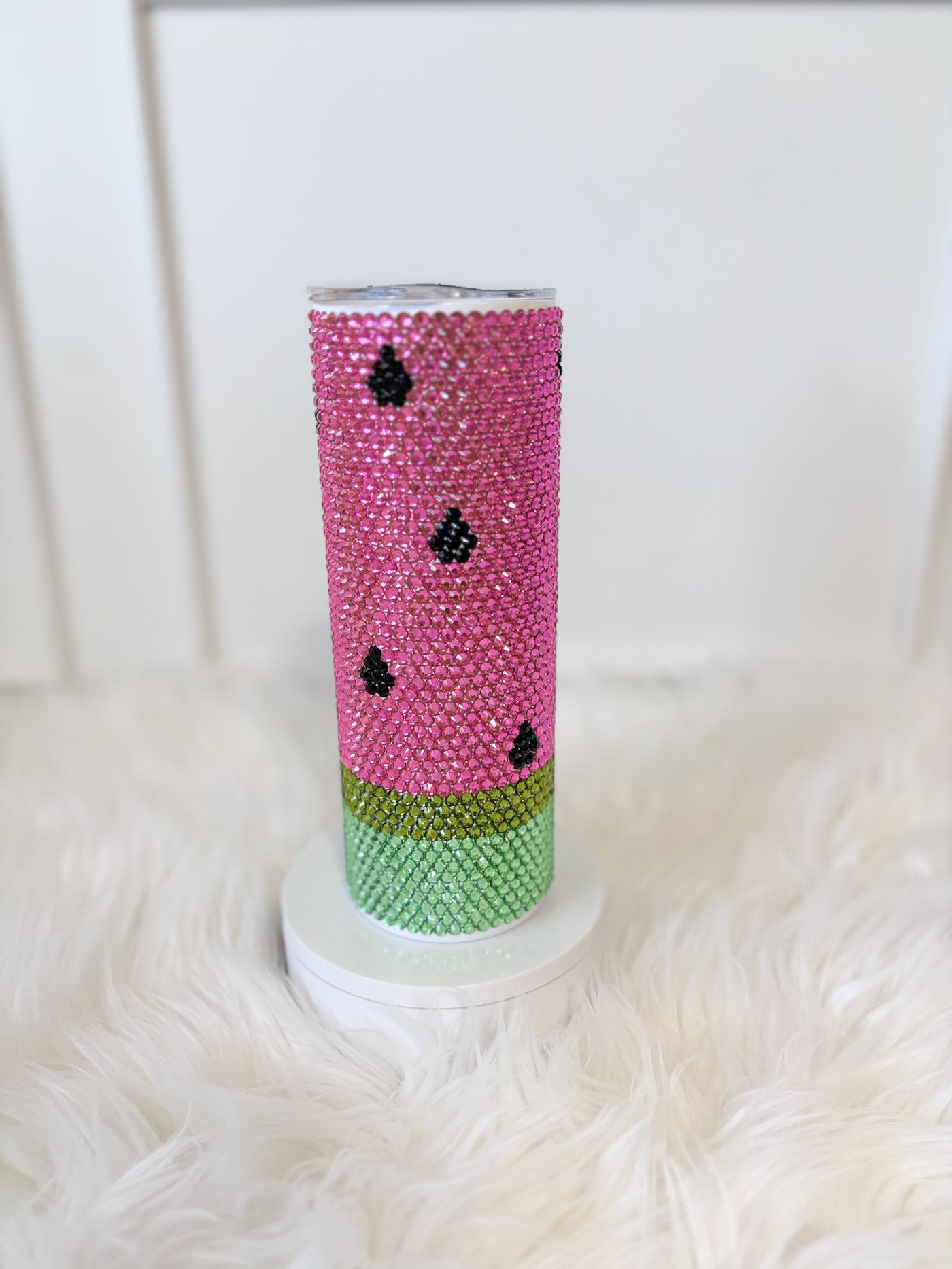 Watermelon Rhinestone 20 oz skinny tumbler - Blinged Out Tumbler