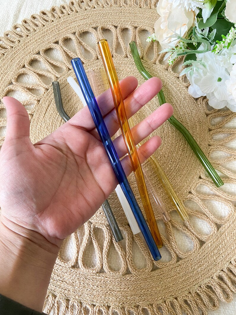 Colored glass straws, Accessories for tumblers, Wavy Glass Straw, Straw for glass coffee cup, Straws for Beer Can Glass